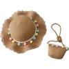 FLOORH Cappello Estivo in Paglia per Ragazze, Cappello Estivo da Spiaggia, Cappello da Sole con Tesa Marrone