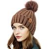 PIOZAED Cappello Invernale da Donna Beanie Cappello in Pile con Polsino in Pelliccia Sintetica e Caldo Cappello a Maglia per Le Donne