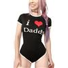 LittleForBig Tutina per pannolini per bebè per adulti (ABDL) Snap Crotch Pagliaccetto Pigiama - Modello di I Love Daddy