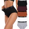 FINETOO Confezione da 5 Capi di Biancheria Intima in Cotone da Donna Mutandine da Donna in Cotone Vita Alta Elastiche Traspiranti Morbide Confezione Multipla S-XXL