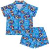 Disney Toy Story, 100% Cotone con Bottoni Pigiama a Maniche Corte, Woody And Buzz, Blu