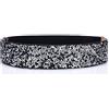 Longwu Cintura da donna con strass glitter scintillanti Cinture larghe in vita elastiche Cinture elastiche argentate per abiti da festa da donna