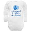 Corredino Neonato body neonato maniche lunghe con Ricamo frase nascita papà il mio papà è il migliore del mondo con elefanti ricamati - idea regalo nascita maschio