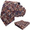 Alizeal Cravatta e fazzoletto da uomo, 8 cm, motivo floreale colorato, con fazzoletto quadrato