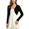 Enjyam Cardigan Bolero Donna con Collo a V, Maniche Lunghe, Aperto Davanti e Chiusura con Spilla