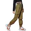Rolanko Pantaloni Hip Hop per Ragazze, Pantaloni Cargo Elasticizzati per Bambini Jogger per Streetwear e Danza