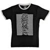 Rock Off officially licensed products Joy Division Ringer T Shirt Unknown Pleasures Logo Nuovo Ufficiale Unisex Nero