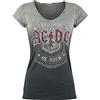 AC/DC Let There Be Rock Donna T-Shirt Grigio/Grigio Scuro Largo