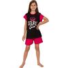 thepyjamafactory Pigiama corto da bambina Selfie Queen, in cotone, da 9 a 16 anni, colore: rosa e nero