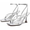 DREAM PAIRS Sandali Infradito Tacco Spillo Donna | Tacco Spillo 8.5 cm, Punta Quadrata, Infradito con Cavigliera, Soletta Imbottita e Suola Antiscivolo per Feste e Matrimoni