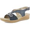 inblu Sandali Donna Cinturino Regolabile E Brillantini, Zeppa 3,5cm, Plantare in Ecopelle