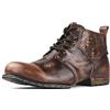 COWSDELLA Uomo Marrone chiaro Stivali Chukka Allacciati Moto Casual Pelle Abito Stivaletto per Uomo Moda 6015-1-C-R