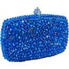 Boutique De FGG Pochette blu con cristalli AB con punte da donna borsa per feste con strass borse da sera borsetta da matrimonio, mini, Blu Ab, Mini