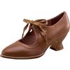 Generic Scarpe con Tacco Chunky da Donna, Vintage, Wingtip, Oxford, con Fiocco Scavato, con Lacci e Lacci