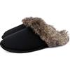 ofoot Pantofole in pelliccia da donna con mocassini in micro camoscio,righe da donna con fodera in caldo pile lavorato a maglia in cashmere suola in gomma antiscivolo