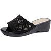 PAXAS Pantofole da donna con zeppa estate moda cappotto maglia tacco medio pantofole da donna sandali da donna