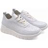 GRÜNLAND il benessere è naturale GRUNLAND SC0196 SACE Scarpa Donna col Bianco Lacci con Foratura Sottopiede in Vera Pelle ZEPPETTA 4 CM