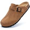 GONKOS® Sabot Uomo Donna in Pelle Scamosciata con Sottopiede in Sughero, Vera Pelle, Sughero Naturale, Zoccoli Uomo Donna Sandali Uomos Donnas, qualità Made in Spain, Colore Muscade 36