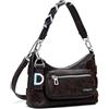 Desigual borsa a tracolla Medellin Stencil Flower Shoulderbag Chocolate marrone scuro