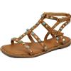 IF Fashion Scarpe Sandali Infradito Gladiatore Stivali Estivi da Donna Con Borchie e Pietre Colorate Pelle Sintetica PY8 Camel N.37