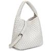 JRNDNIUO Borse in pelle intrecciata per le donne annodate borsa da donna designer borsa a secchiello borsa a tracolla fatta a mano moda tote hobo bag piccola, Bianco A., 7.7 x 2.4 x 3.7 inches