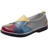 Generisch Scarpe basse da donna Loafers con patchwork colorato chiuso punta tonda scarpe basse antiscivolo slip-on in pelle mocassini suola in gomma morbida sandali casual scarpe da barca