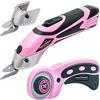 Pink Power Forbici elettriche senza fili per tessuto, taglierina per scatole fai da te cucito e creazione di album di ritagli, robusto strumento di taglio automatico e set di taglierina rotante