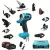 NEWONE Trapano a batteria 12 in 1, attrezzo elettrico multifunzione con martello perforatore, sega e smerigliatrice (blu)