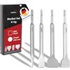 siwitec Set di scalpelli SDS Plus, 4 pezzi: 1 scalpello a punta, 1 scalpello piatto, 1 scalpello largo, 1 scalpello per piastrelle lungo 250 mm, scalpello SDS Plus, resistente agli urti per