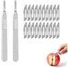 Lathurna Set di 20 lame di bisturi precise N°10 con manico in acciaio inossidabile N°3, strumento versatile per modellismo, lavori in pelle, artigianato e progetti creativi