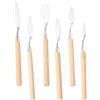 NIYANGLE 6 Pezzi Set Spatole per Pittura in Acciaio Inox e Legno per Artisti | Lisciatura, Sfumatura e Miscelazione, Impugnatura Liscia, Argento, per Ceramica e Decorazione Murale