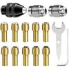 Generic Set di 15 mandrini per trapano rotante, senza chiave, a cambio rapido, in ottone resistente e dado in metallo inclusi (gambo da 0,8-3,2 mm)
