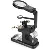 Alomejor Stazione Saldatore Elettrico con Lente D'Ingrandimento per (BLACK) | Ingrandimento 3X/4,5X/25X, 10 luci LED, design stabile, clip flessibili