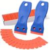 Generic 2 raschietti in plastica con 20 lame in plastica gialla, per la pulizia di adesivi, decalcomanie, adesivi, etichette, vernice, calafataggio, vetro, finestre, auto, pavimenti