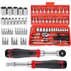 LearnLyrics Cassetta degli attrezzi meccanica: kit completo di riparazione | automobilistica, strumenti durevoli con finitura Chrome | Assortimento di chiavi a socket, caso di trasporto organizzato, ute