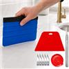 Generic Kit di strumenti per lisciare carta da parati Peel and Stick e backsplash in vinile, set da 9 pezzi con levigatrice trapezoidale rossa, strumento di misurazione rosso, levigatrice a pelo corto blu