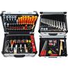 FAMEX 418-88 - Cassetta degli attrezzi professionale in alluminio, riempita con set di attrezzi, grande, per uso commerciale, utensili di produzione tedesca, valigetta con tasche