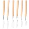 VILLCASE 6 Pezzi Set Spatole per Pittura in Acciaio Inox e Legno, Argento | Miscelare, Sfumare e Lisciare, Adatto a Decorazioni Murali e Ceramiche, Uso Artistico