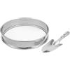 LIFKOME Setaccio Rotondo in Acciaio Inox per Compost e Sabbia con Pala | Diametro 31, 5cm, Manico Ergonomico, Setaccio Leggero e Portatile, Finitura Argento per Giardino