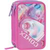 COMIX ULTRA BRIGHT - Astuccio 3 Scomparti Bambino e Bambina con Set Cancelleria Incluso con Penna Cancellabile Blu e Rossa e Molto Altro, Pratica Chiusura a Zip, 20 x 13h x 7 cm
