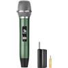 Meloace Microfono wireless ricaricabile, microfono UHF in metallo con ricevitore da 1/4, plug and play per karaoke, lezioni, performance sul palco, sistema PA (verde)
