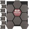 tectake® Set da 8 Pannelli Fonoassorbenti legno, 76 x 62 cm, Pannelli Decorativi per Pareti, Effetto Legno, MDF e Feltro, Assorbimento Acustico, Design Esagonale, Montaggio Facile - Rovere Grigio