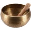 GURU SHOP Klangschale aus Nepal, Handgefertigt aus Massivem Messing mit Hammerschlag Verzierungen, Incl. Klöppel - Ø 15 cm, Gold, Klangschalen