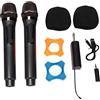 Septpenta Microfono Wireless, 1 per 2 Dual UHF Dual Handheld Dynamic Mic Karaoke System, con Ricevitore Ricaricabile, Impugnatura Comoda da 164 Piedi per Macchina Karaoke, Altoparlante Amplificatore, Mixer