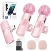 VIVIZEN Microfono lapel wireless mini a doppio mic - Mic clip-on anti-rumore 2 in 1 per iPhone iPad (15 e superiori) e Android, ideale per video di vlogging, podcast, YouTube e TikTok (rosa)