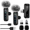 NVIYAM Confezione da 2 mini microfono Lavalier senza fili per iPhone/Android/Pc, con cancellazione del rumore, auto-accoppiamento e muto e riverbero per Vlog, interviste, TikTok, YouTube