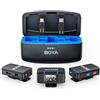 BOYA Microfono lavalier wireless per iPhone, iPad, fotocamera Android con cancellazione del rumore, durata della batteria 10 ore, portata di 199,9 m, microfono wireless con clip sul bavero per