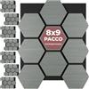 tectake® Set da 8 Pannelli Fonoassorbenti legno, 76 x 62 cm, Pannelli Decorativi per Pareti, Effetto Legno, MDF e Feltro, Assorbimento Acustico, Design Esagonale, Monta Facile - Rovere Grigio Chiaro