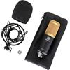 Pronomic CM-100BG Microfono a Condensatore - Mic a Diaframma Largo da 34 mm con Supporto Shock e Antivento - Registrazione, Podcasting, Voice Over, Streaming, Home Studio - Colore nero/oro