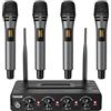 TONOR Microfono Wireless Karaoke con 4x5 Canali, 4 UHF Microfoni Palmare Senza Fili con Portata 60m, Sistema di Microfono Adatto per Canto/Festa/Chiesa/Matrimonio/PA Speaker